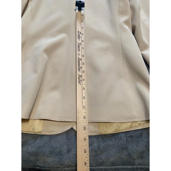 Suzy Shier Suit Jacket Blazer Womens 7 Cream Chambray Stretch Long Sleeve Career - Picture 15 of 16